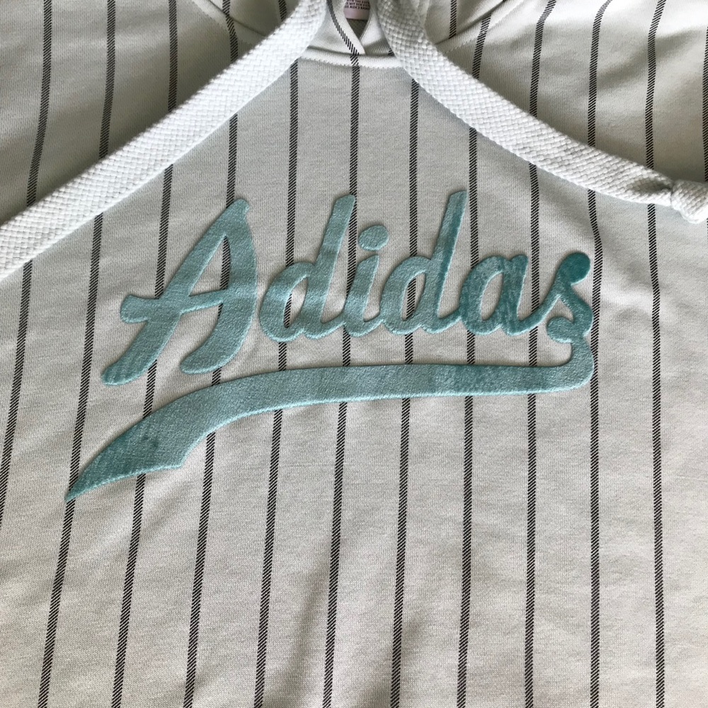 Adidas Originals Teal Midriff Hoodie Sweater Size Large - Picture 2 of 6